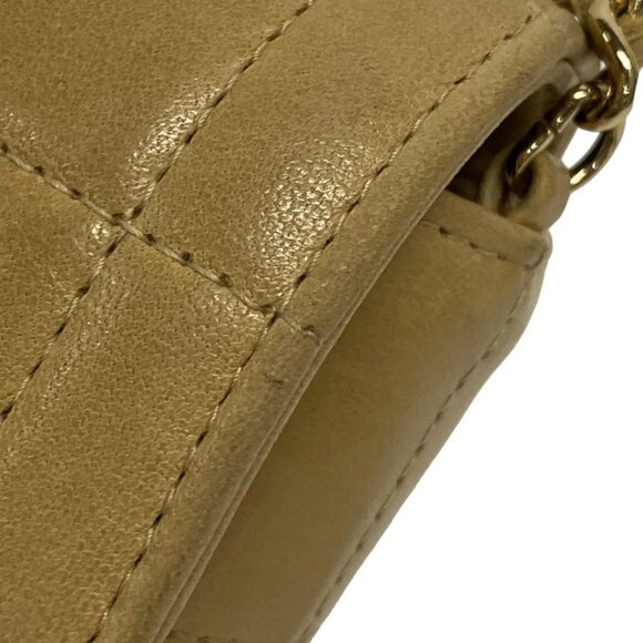 Auth CHANEL Chocolate Bar Beige Lambskin Shoulder Bag Gold hardware - Picture 11 of 15